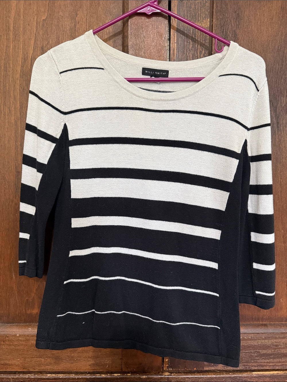 Willi Smith Black & White Horizontal Stripe Knit Top